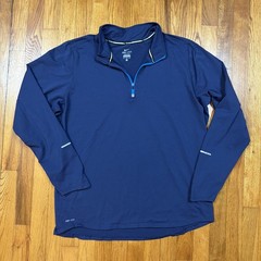 Nike Running Dri Fit Quarter Zip Shirt Mens XL Blue Mock Neck Athletic