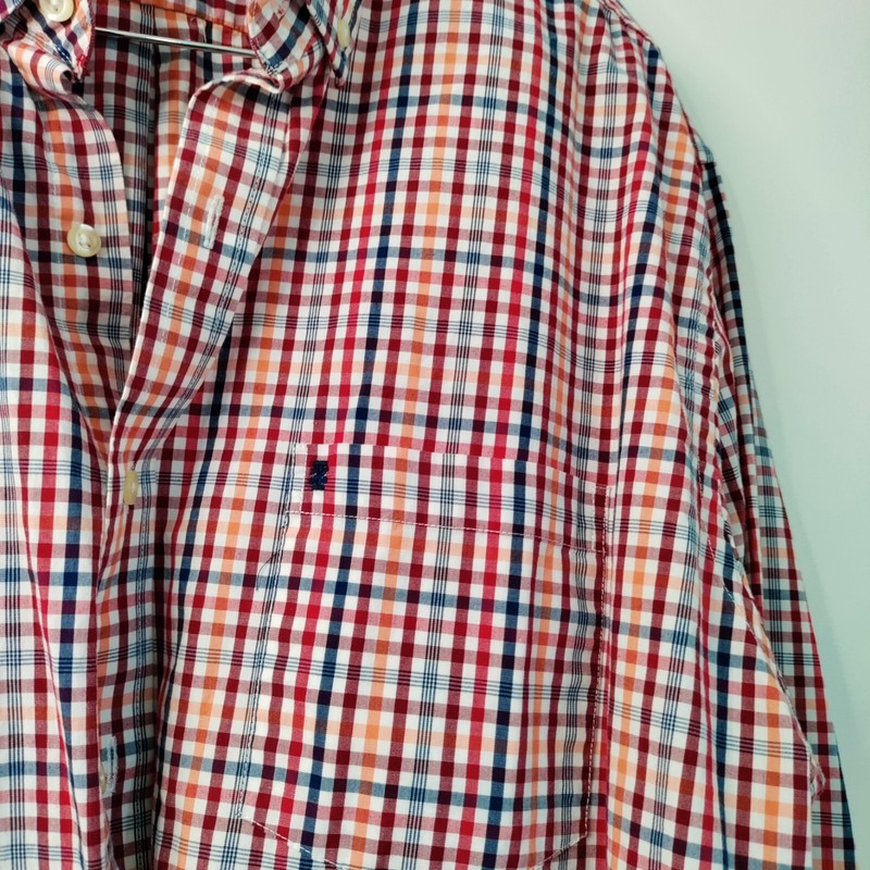 IZOD Premium Essentials Men XL/TG Button Down Plaid Long Sleeve Casual Shirt Y2K gallery