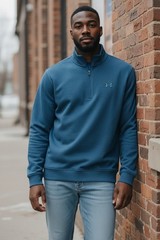 Under Armour ColdGear 1/4 Zip Pullover Blue Mens XL Loose Fit Sweater Athletic