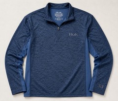 Huk Fishing 1/4 Zip Pullover Mens Medium Blue Performance Fleece Stretch Top M