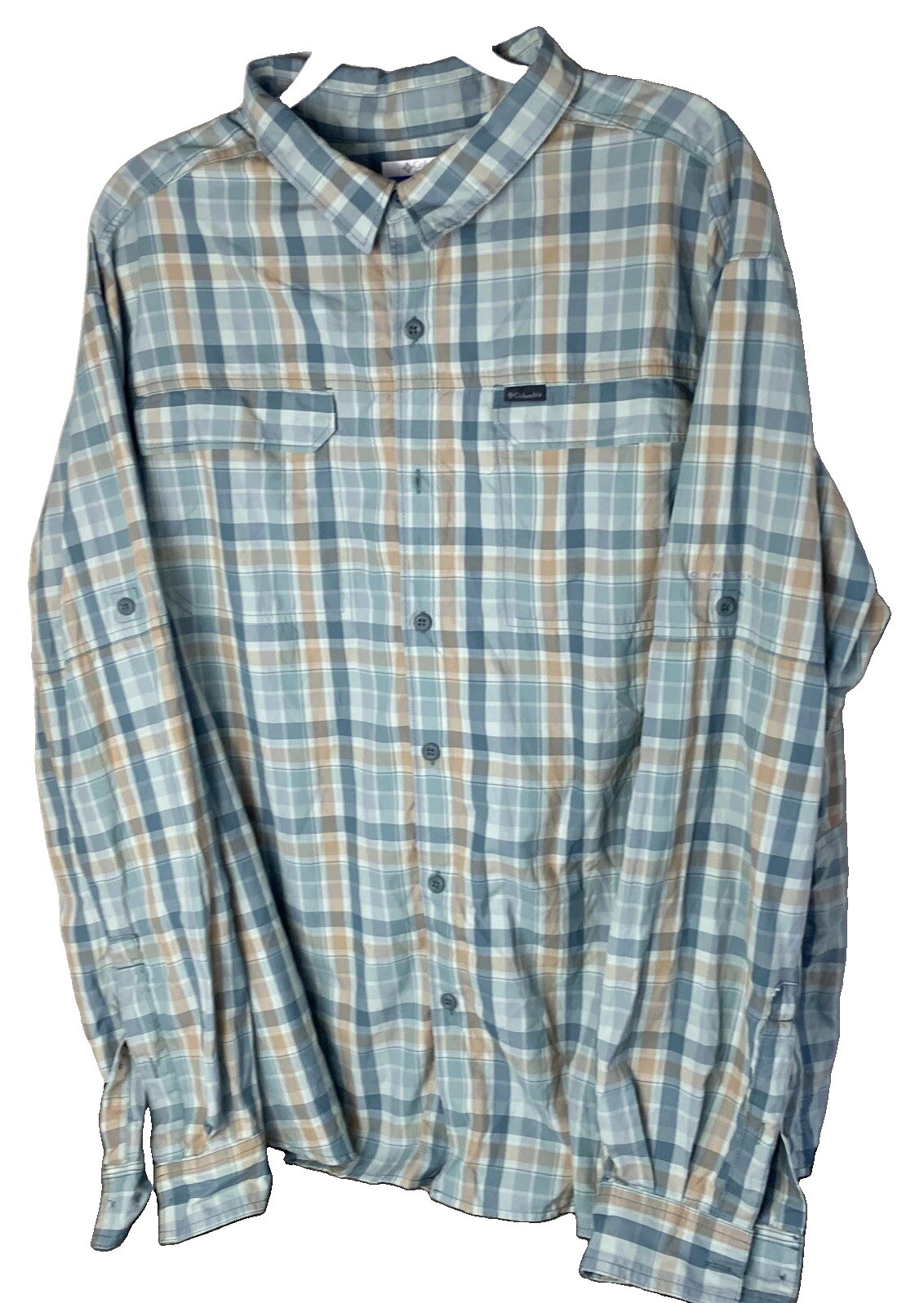 Columbia Omni Shade Silver Ridge Lite Vented Fishing Shirt Strips Mens Size 2XL gallery