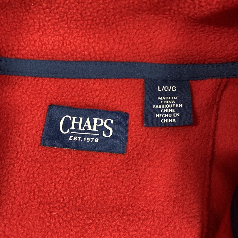 Chaps Mens Fleece 1/4 Zip Pullover Long Sleeve Red Size Large gallery