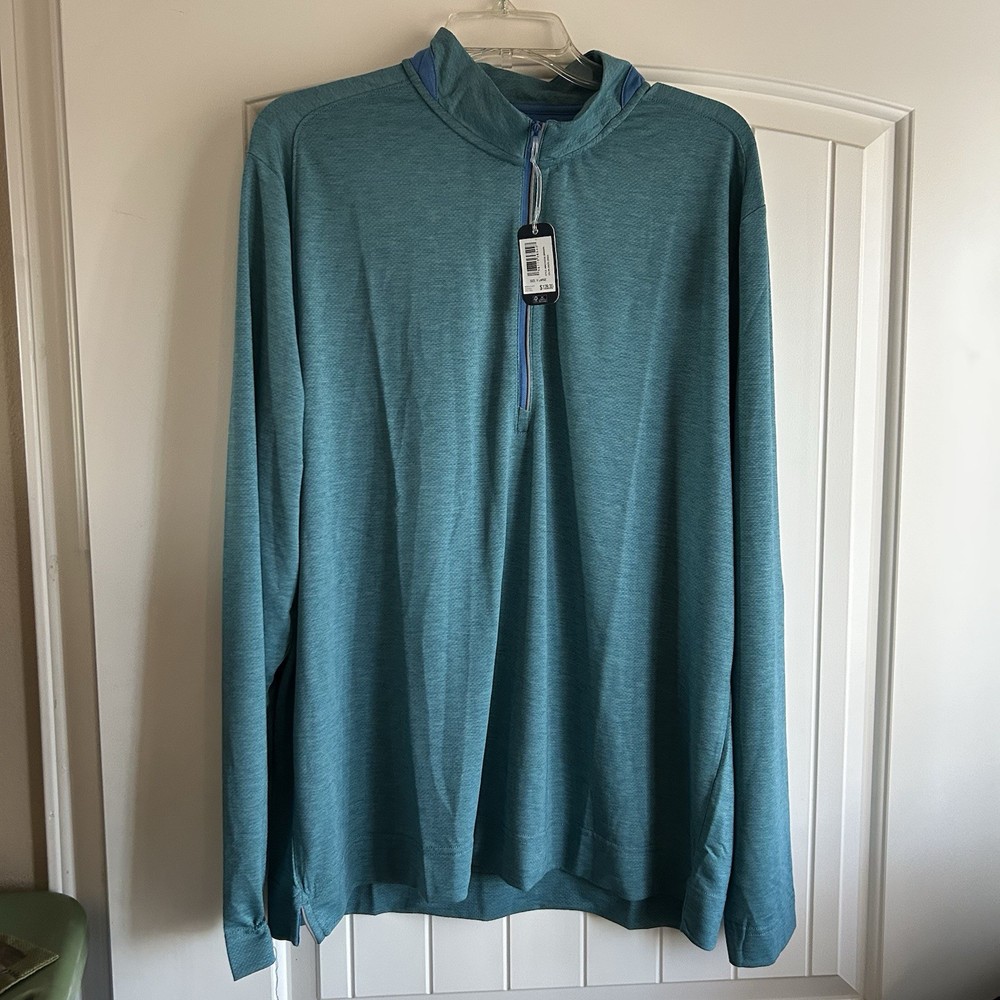 Johnnie-O Brewer Performance 1/4 Zip Golf Pullover MSRP $128 Green Grass XL