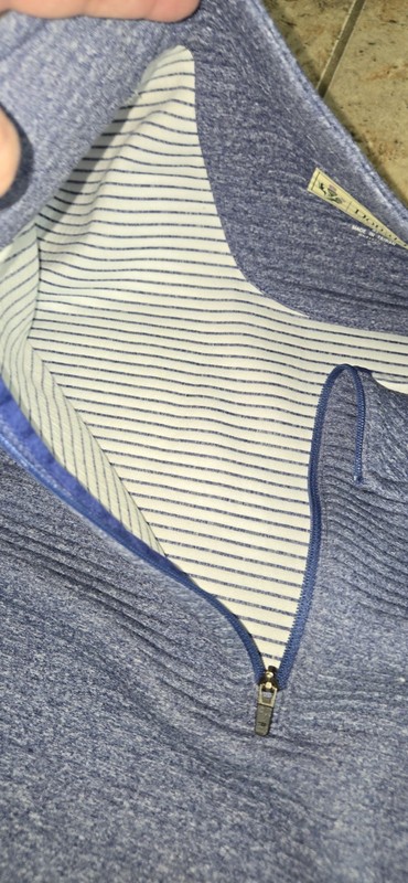 Donald Ross Men's Performance Pullover Golf Sweater Sz XL Blue Striped Pockets gallery