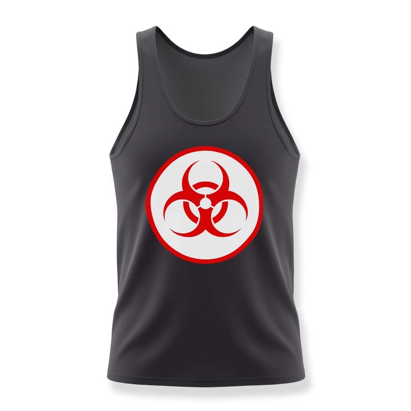 Biohazard Red Warning Symbol Tank Top | Danger Science Unisex Tee Red gallery