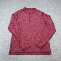 Lululemon Shirt Men L Red Heather Long Sleeve Snap Henley Performance Athletic