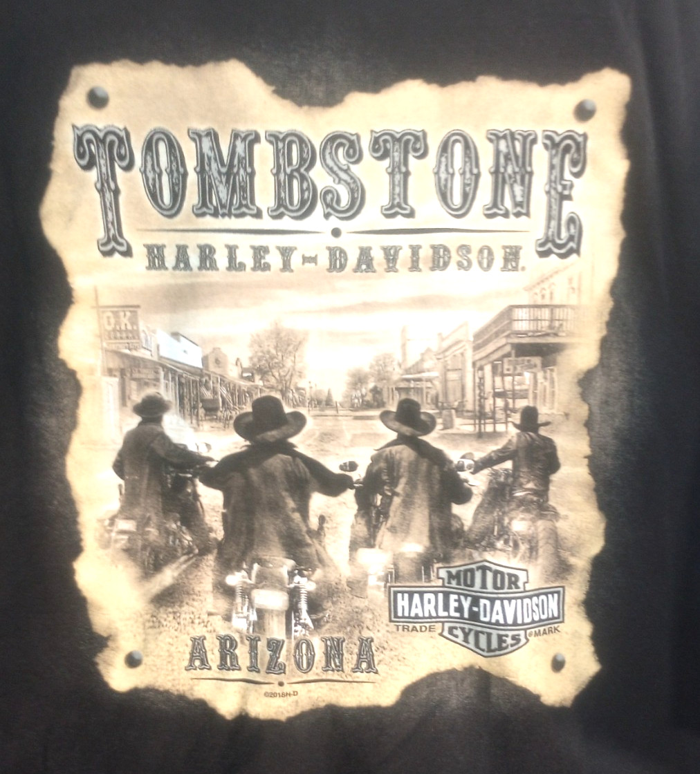 Harley Davidson Tombstone Arizona Motorcycle Double Sided Tee-Shirt Men Size 3X gallery