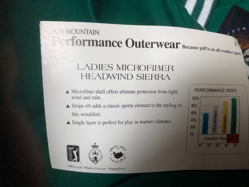 NWT Vintage Sun Mountain Performance Womens M Golf Windshirt Jacket Green White gallery