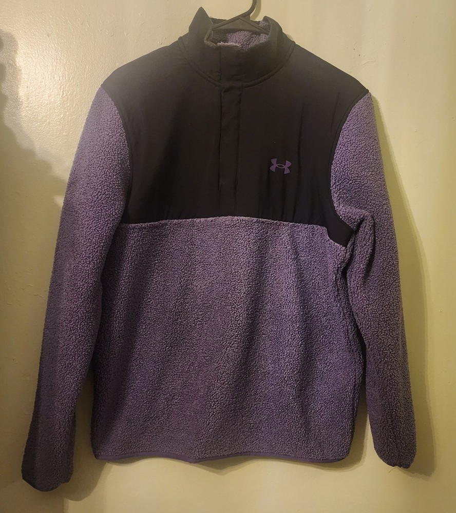 Under Armour Sherpa Sweater Fleece T-Snap Golf Purple Men's Medium Sport Leisure