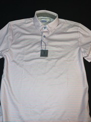 Twillory Shirt Med White/lt Blue/ Nantucket Red Polo Polyester Athleisure SS