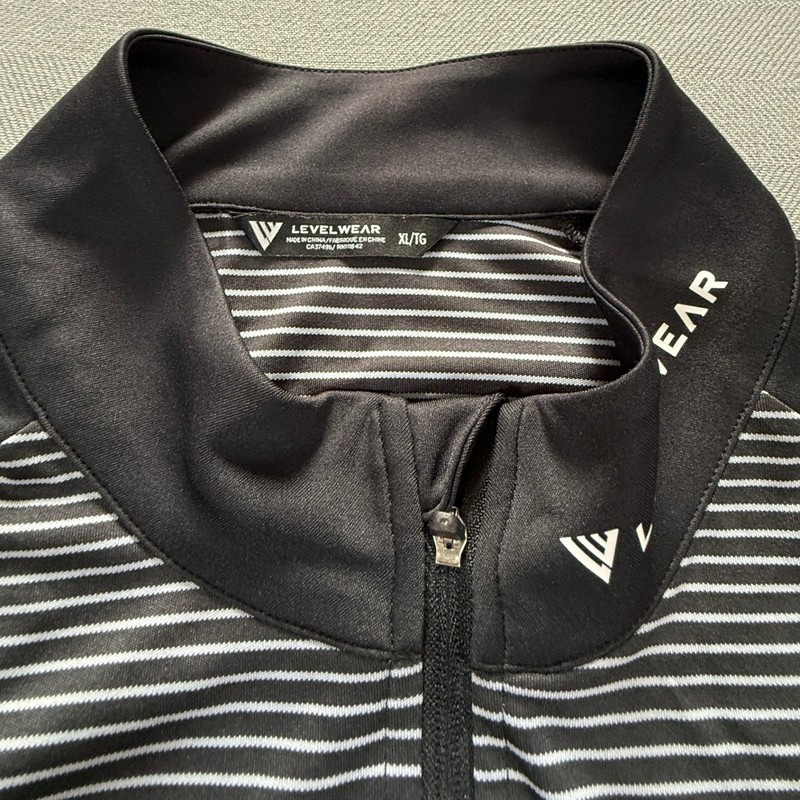 Levelwear PGA Tour Live ESPN Quarter Zip Pullover Men XL Black Striped Golf 1599 gallery