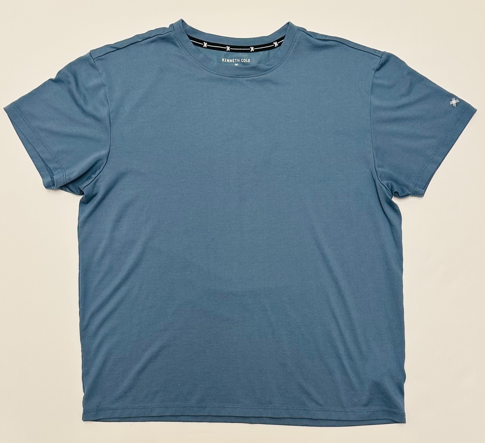 Kenneth Cole Active Mens Small Solid Blue Cotton Short Sleeve Shirt gallery