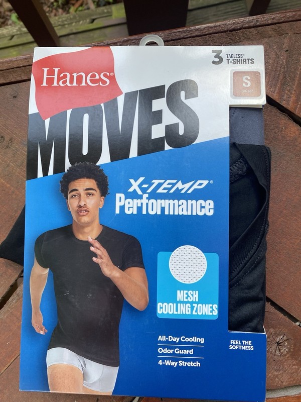 Hanes Moves X-TEMP Mesh Tagless Quick-Dry T-Shirt 3-Pack Black S 34-36 gallery