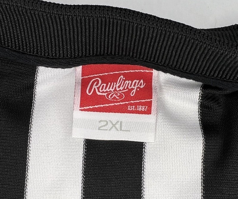 Rawlings Referee Black White Stripe Quarter Zip Polo Jersey Shirt Adult Size XXL gallery