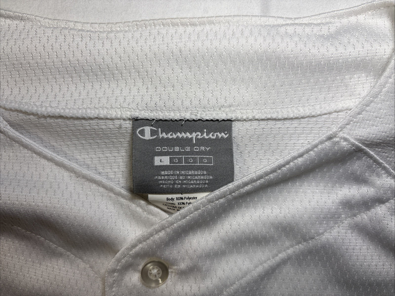 Champion Double Dry White Button Up Jersey Mens Size Large Rare. Very Clean. gallery