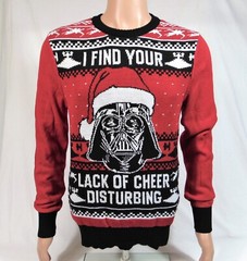 Star Wars Darth Vader Santa Red & Black Ugly Christmas Sweater Sz S Unisex NEW