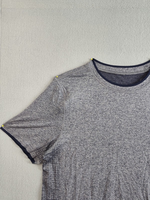 Peloton Men Shirt S Gray Mesh Logo Crew Neck Short Sleeve Seamless Activewear gallery