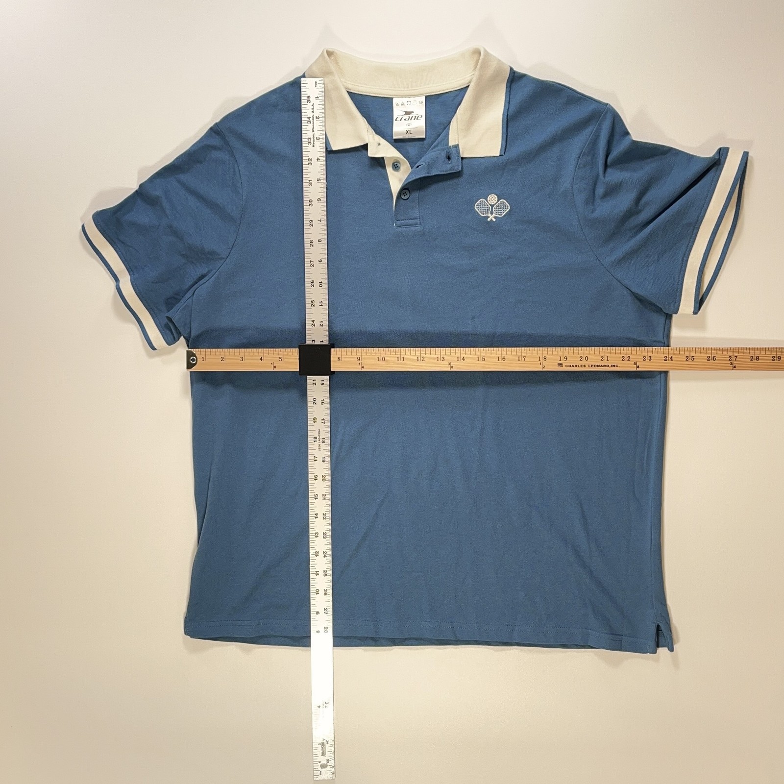 Crane Pickleball Polo Shirt XL Mens Blue Embroidered Cotton Blend gallery
