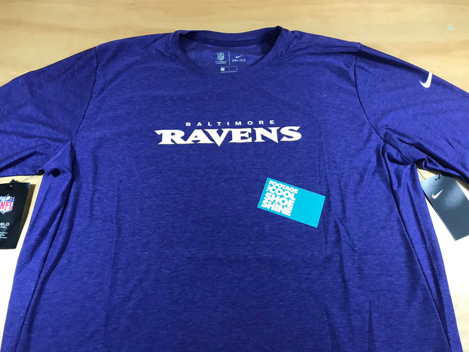 NIKE NFL ON-FIELD BASELAYER LS DRI-FIT TOP BALTIMORE RAVENS PURPLE L NWT gallery