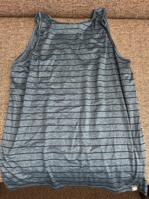 rabbit Men’s L Blue/Black Striped Running Tank Scoop Neck Polyester Sleeveless gallery