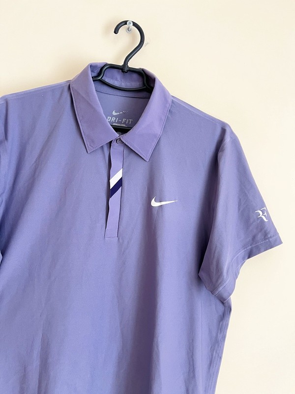Nike Roger Federer RF 2010 Basel Shanghai Tennis Polo Shirt 383048-503 size L gallery