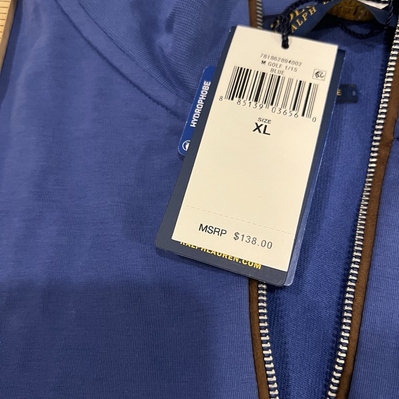Polo Golf Ralph Lauren 1/4 Zip Men's XL Stretch Lisle Water Repellent Blue NWT gallery