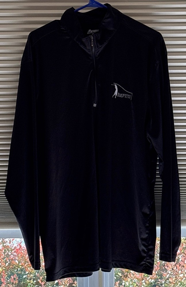 Mens Paragon 1/4 Zip Pullover Light Weight Black 2XL W/ Blackstone (IL) Logo