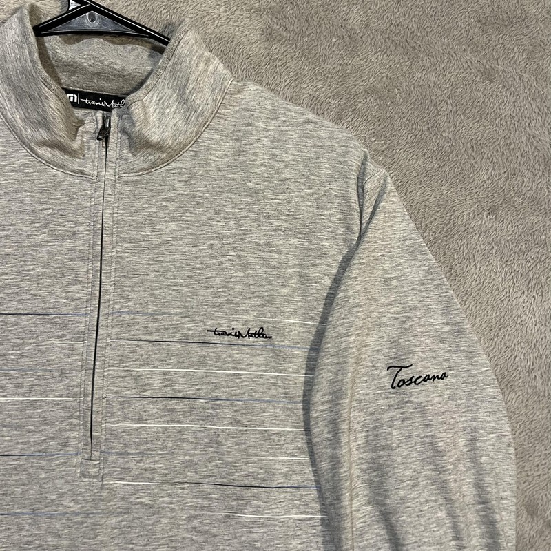Travis Mathew Pullover Mens Medium Gray 1/4 Zip Long Sleeve Golf Toscana gallery