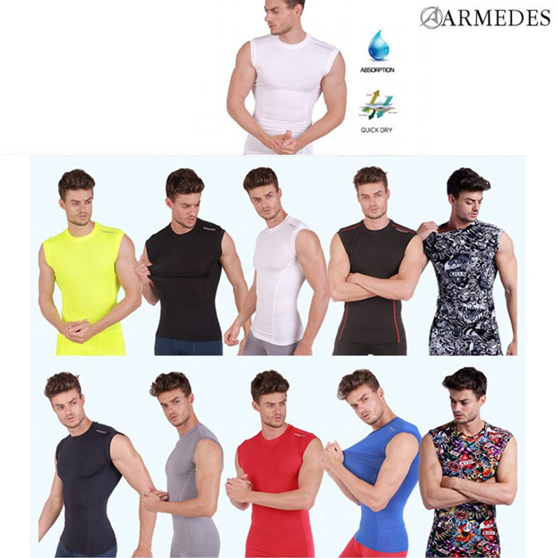 ARMEDES Mens Skin Tight Compression Baselayer Activewear Sleeveless Shirt PMR02 gallery