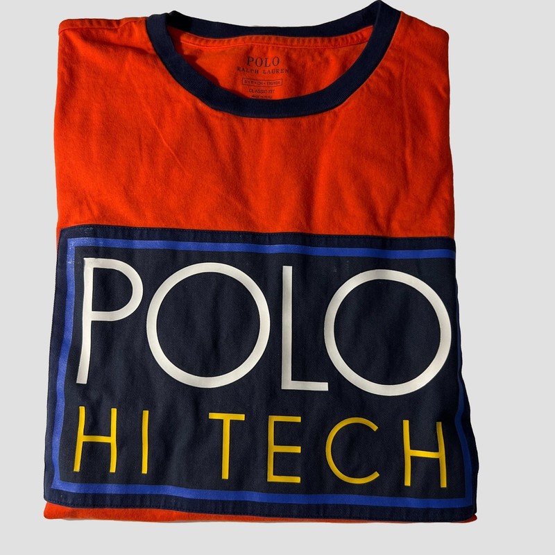 Polo Ralph Lauren Hi Tech Logo Graphic Long Sleeve T-Shirt Orange Size S Peru gallery