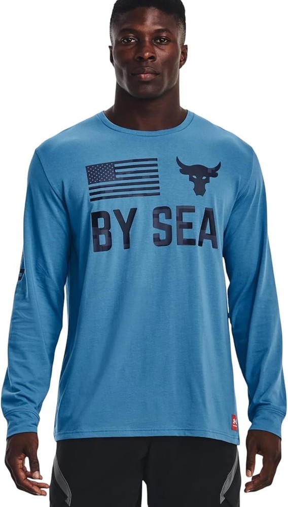 Under Armour Project Rock Vet Day By Air Men's Long Sleeve Blue Sz Medium NEW!