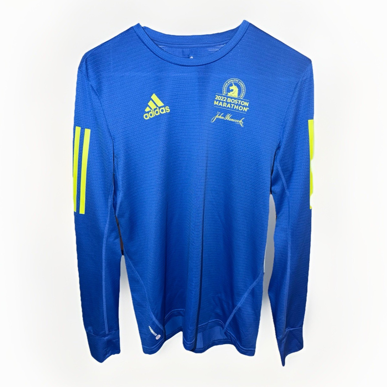 adidas Boston Marathon 2022 Blue Long Sleeve Running Shirt M Athletic Fit Logos gallery
