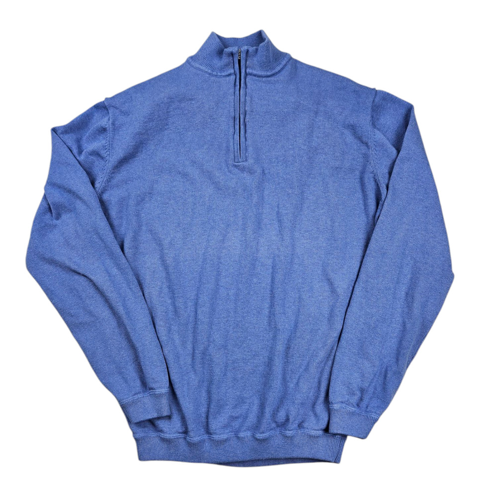 Johnnie-O Quarter Zip Performance Pullover Mens Medium Blue Golf Merino Wool