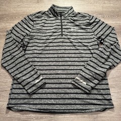 Nike Sweater Mens XL Gray Striped Running Outdoor Element Zip 642911 Pullover