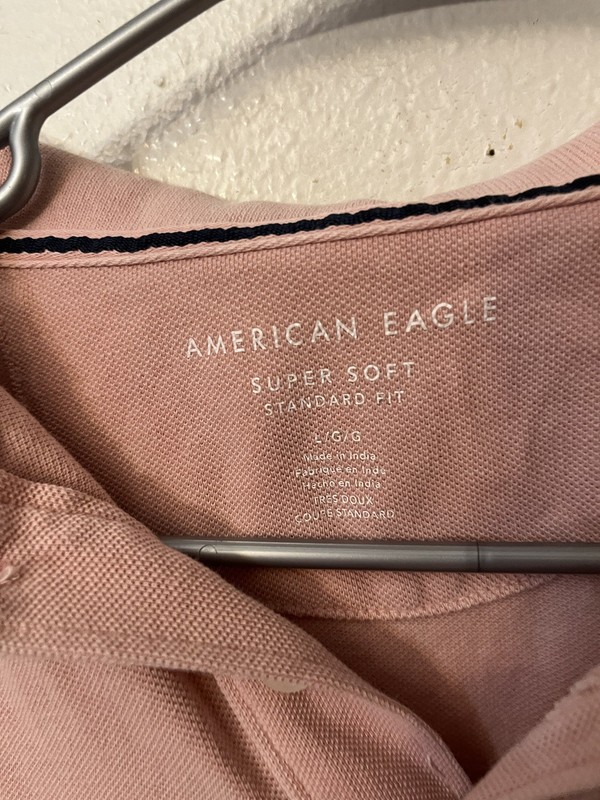 AMERICAN EAGLE OUTFITTERS Super Soft AEO MEN'S POLO SHIRT Size L Pink gallery