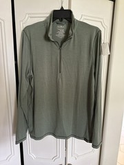 LL Bean Everyday SunSmart Pullover Mens Medium Sea Green 1/4 Zip UPF Shirt