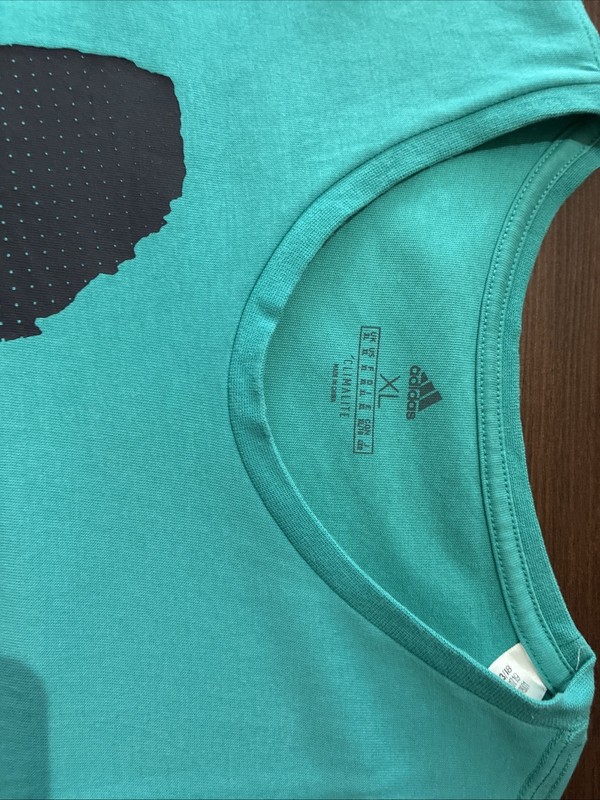 XL Adidas Cotton Men’s Graphic Tshirt with teal, pink and black colorway gallery