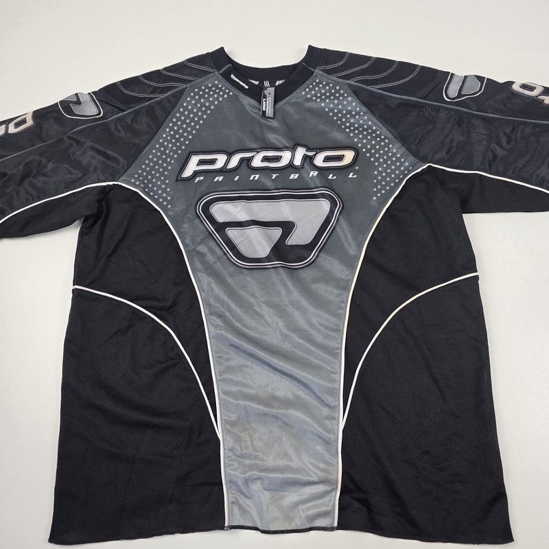 Proto Paintball Jersey Mens Large Gray Black Padded Long Sleeve Shirt Top gallery