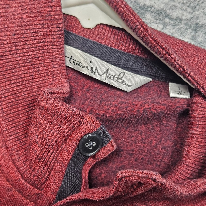 Travis Mathew Pullover Mens Large Maroon Quarter Zip Stretch Pockets Sweater gallery