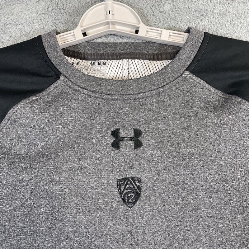 Under Armour Pullover Men Medium Gray Black ColdGear Mesh Lined Pac 12 Loose gallery