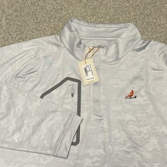 Peter Millar Forge Camo Performance Quarter-Zip Golf Pullover British Grey Logo
