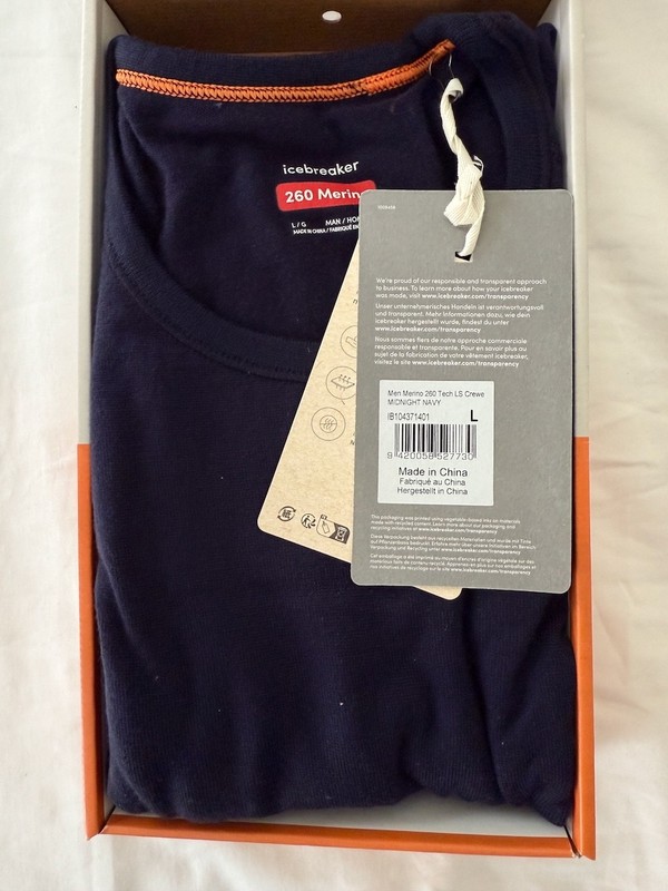 Icebreaker Merino 260 Tech LS Crew Shirt (Mens L) Midnight Navy, new w/ tags gallery