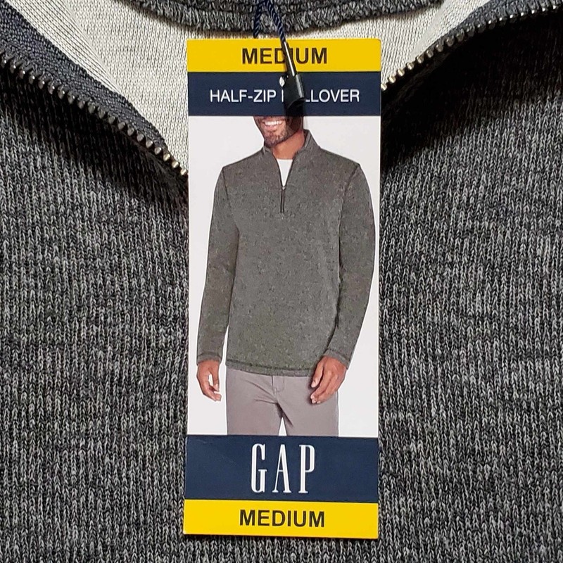 Men's Gap 1/2 Zip Pullover Grey NWT Size Medium MSRP: $59.95 gallery
