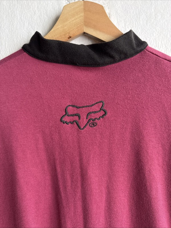 VTG Fox Head Short Sleeve Mens XL Maroon Cycling MTB 1/2 Zip Logo Y2K Activewear gallery