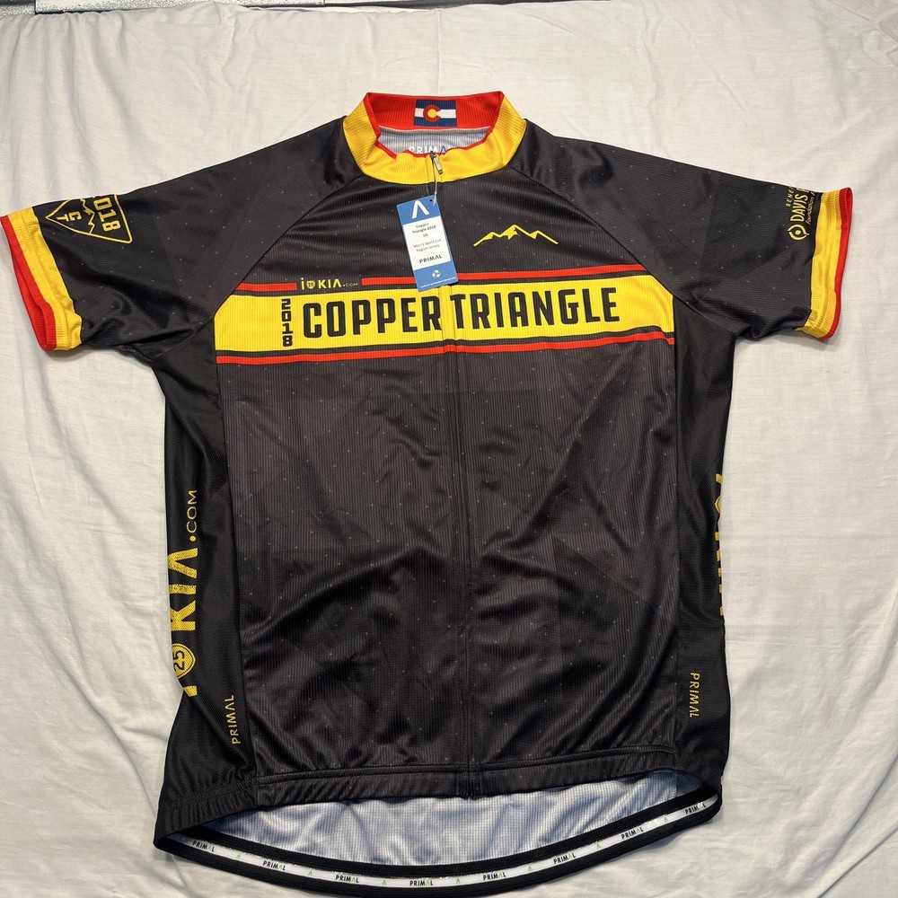 Primal Copper Triangle Cycling Jersey Mens Large Black 2018 Sport Cut Full Zip
