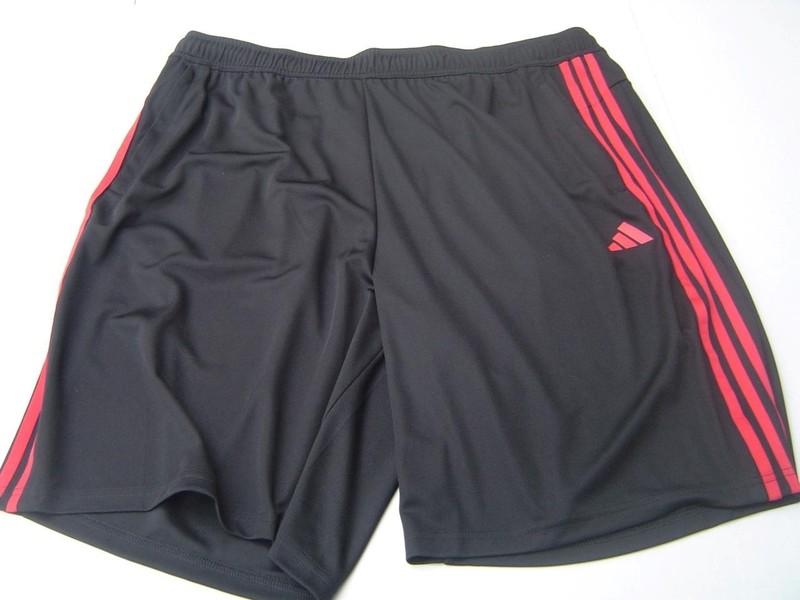 NEW MENS ADIDAS BLACK REGULAR FIT TRAINING SHORTS W/RED STRIPES SIZE 2XLT gallery