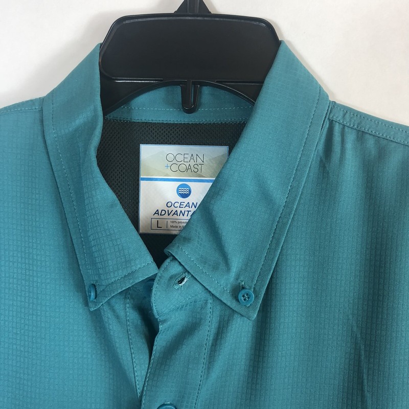 Men's Ocean Coast Teal Slate Button Up 2 Pocket Vent Breathable Moisture Wicking gallery