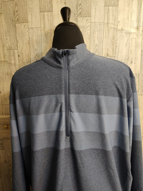 Antigua Red Hawk Men's Grey Blue 1/4 zip long sleeve Pullover Size Large gallery