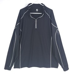 FootJoy Shirt Men 2XL Black 1/2 Zip FJ Performance Golf Mid Layer Stretch Travel