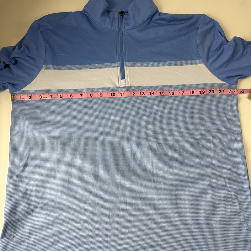 PGA Tour Pullover Quarter Zip Mens Medium Blue Stripe Shirt Long Sleeve NWT gallery